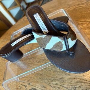 Donald Pliner Women’s Leopard Print Sandal with Block Heel Size 9.5